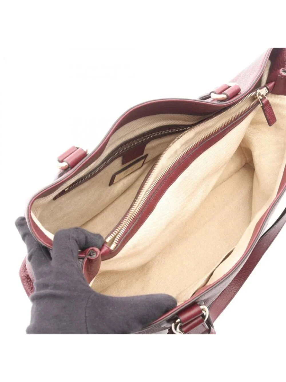 Gucci Tote Soho Interlocking 2-Way Bordeaux Leather Fringe
